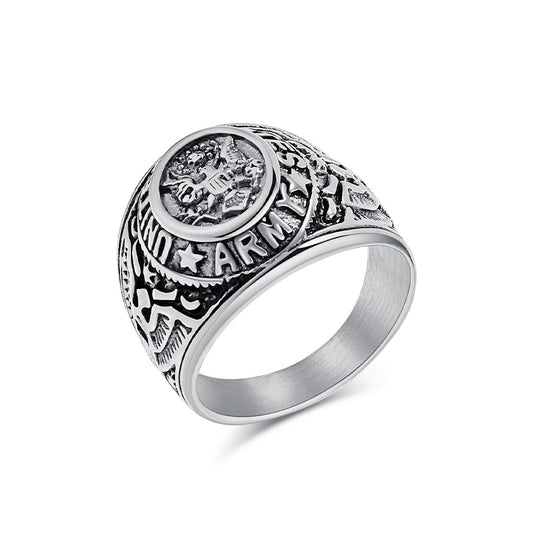 Army Marine Corps White Eagle Stainless Steel Ring