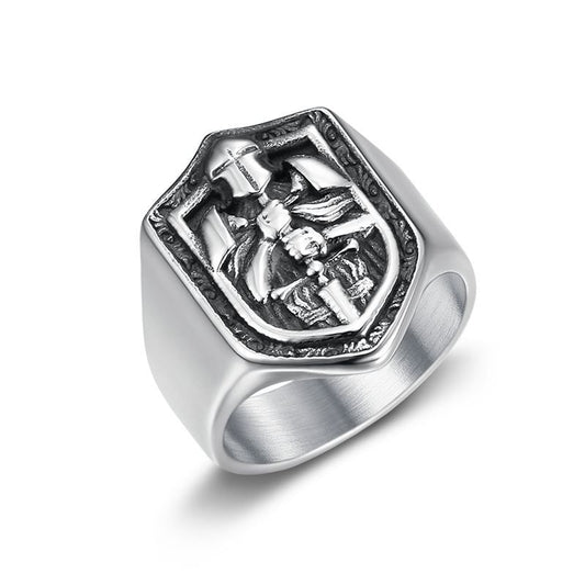 Stainless Steel Templar Crusader Men's Ring