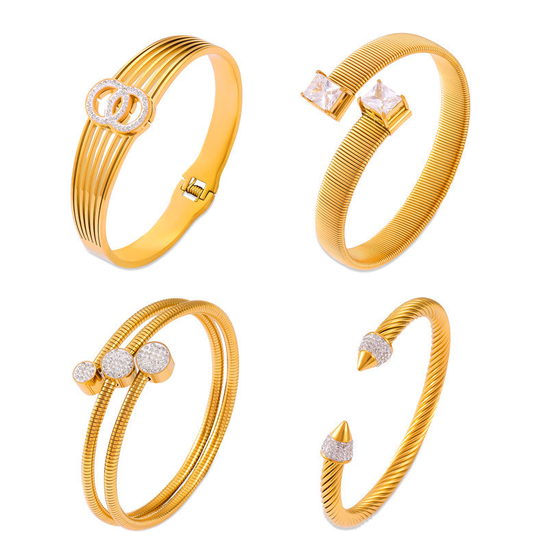 Stainless Steel Light Luxury Style Multi-layer Bracelet