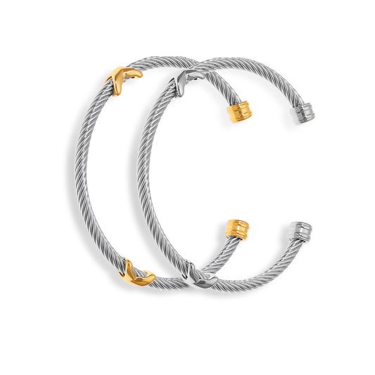 Stainless Steel Multi-layer Twist Cuff Bracelet