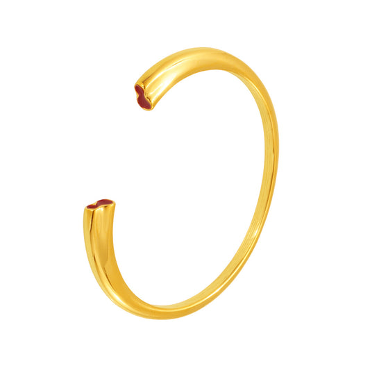 Stainless Steel Polished Gourd Red Oil Drop Cuff Bracelet