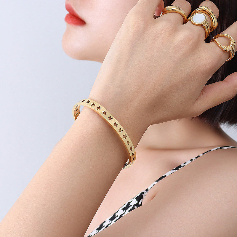 Stainless Steel Hollow Star Pattern Bracelet