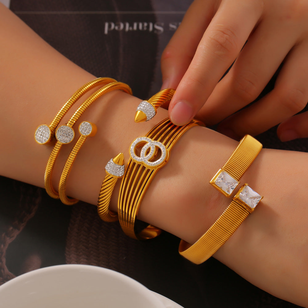 Stainless Steel Light Luxury Style Multi-layer Bracelet