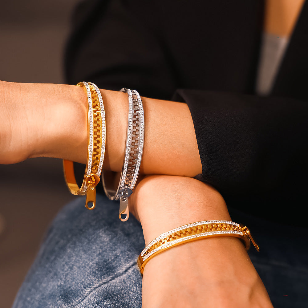 Creative Zipper Stainless Steel Bangle Bracelet