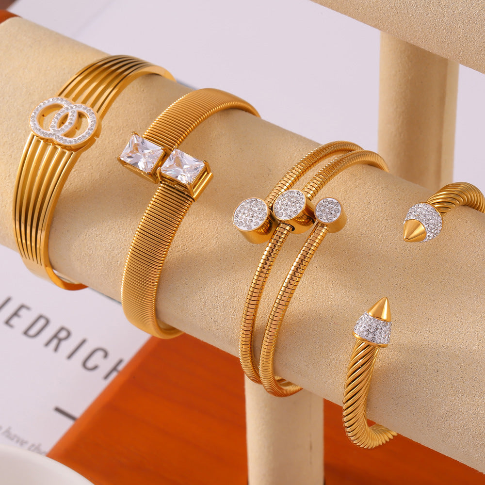 Stainless Steel Light Luxury Style Multi-layer Bracelet