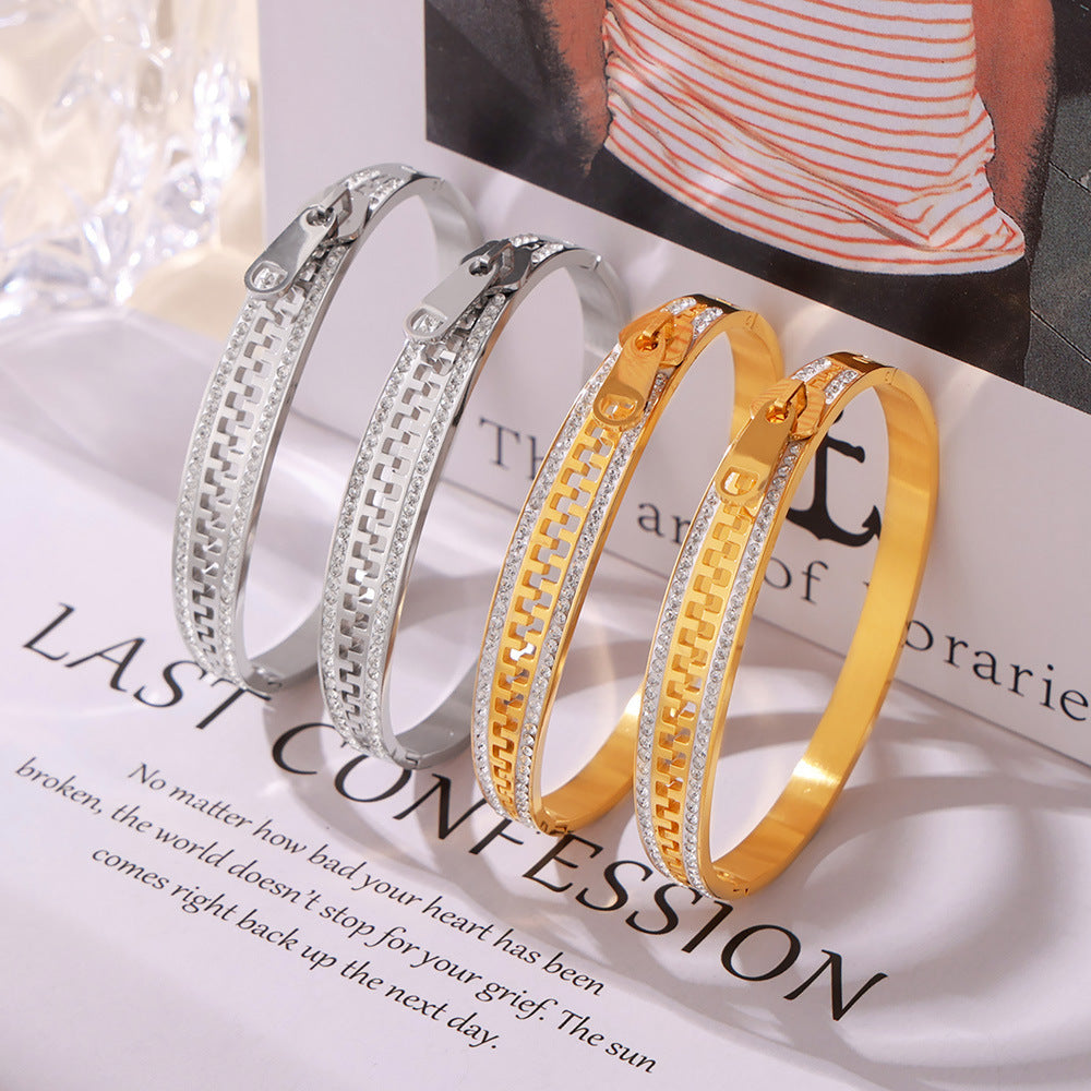 Creative Zipper Stainless Steel Bangle Bracelet