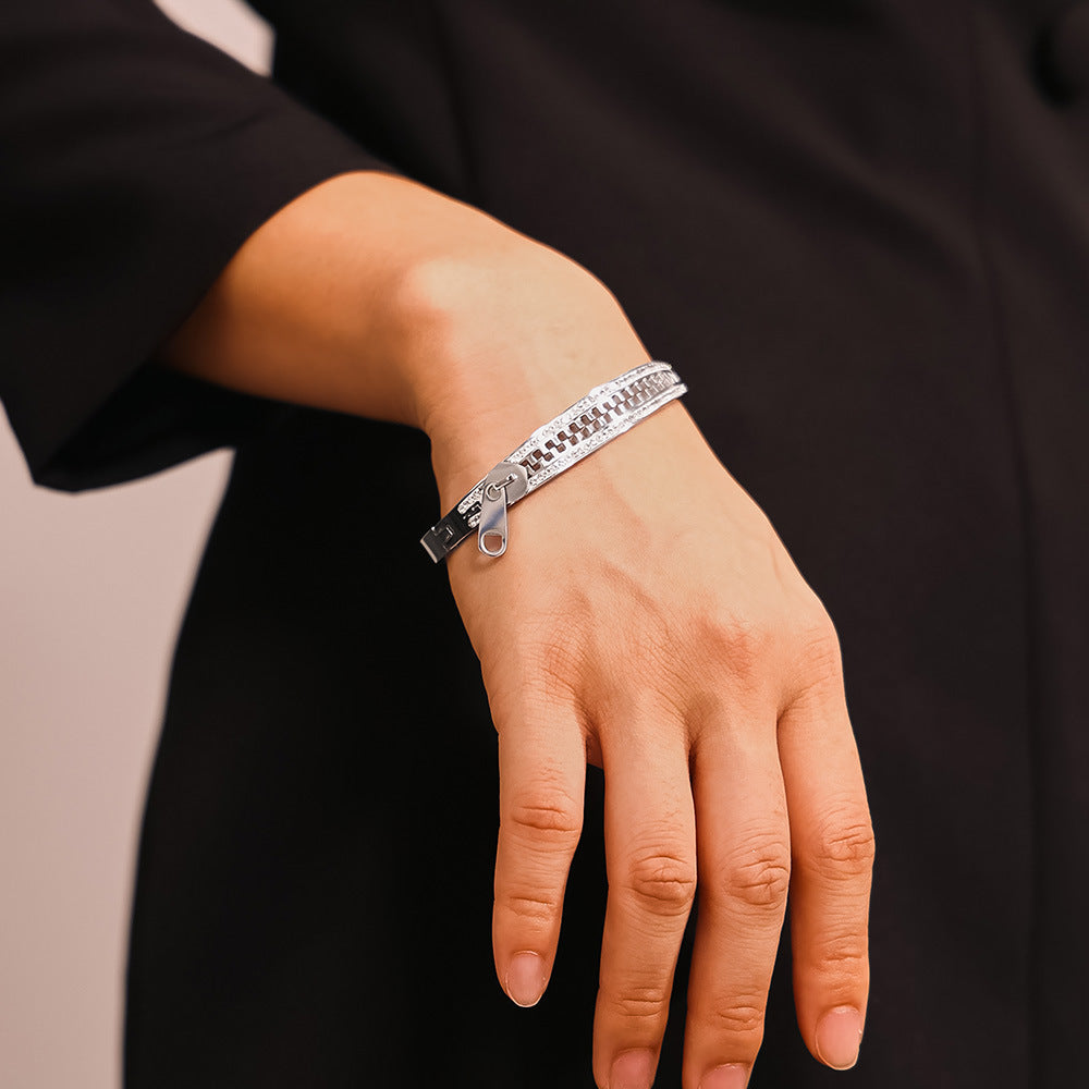 Creative Zipper Stainless Steel Bangle Bracelet