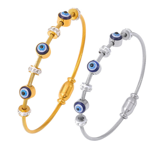 Evil Eye Oil Drop Vintage Bangle Bracelet