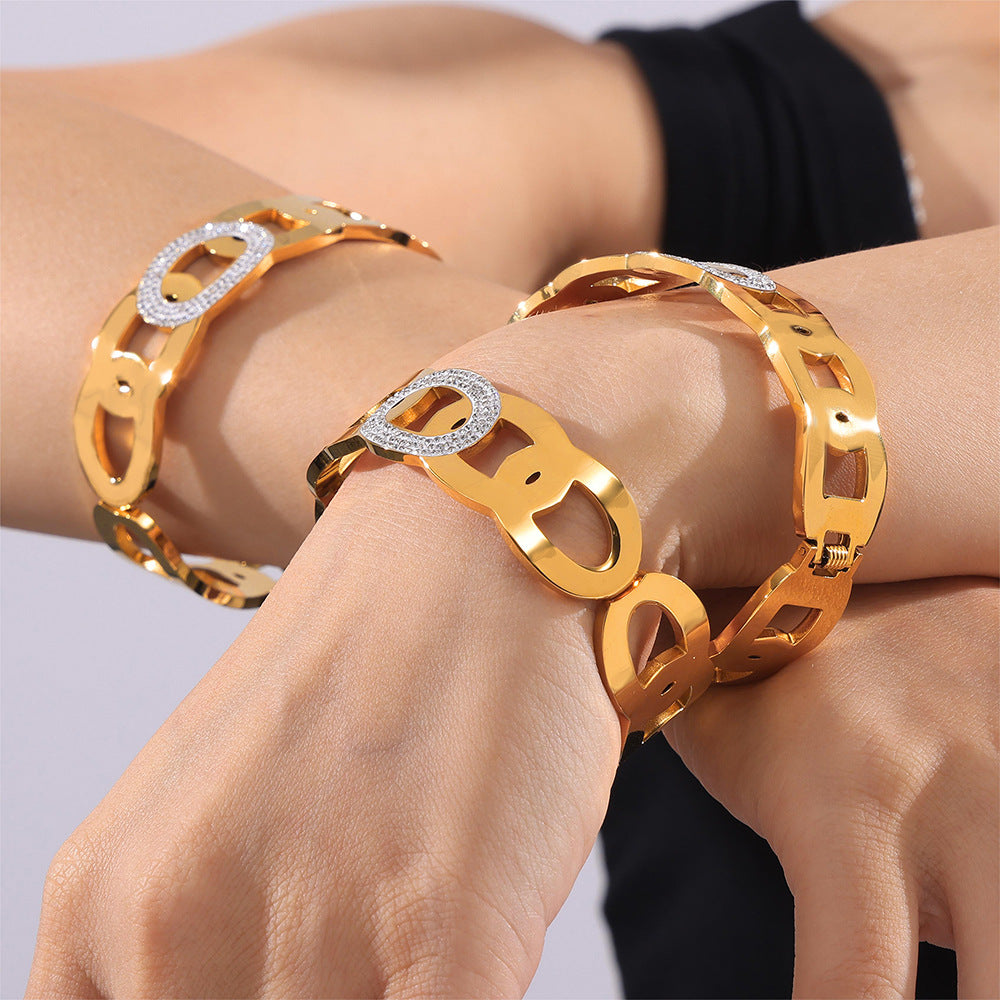 Stainless Steel Ring Stitching Design Bracelet