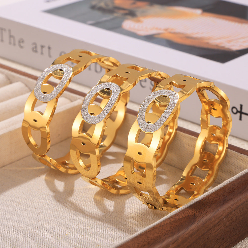 Stainless Steel Ring Stitching Design Bracelet