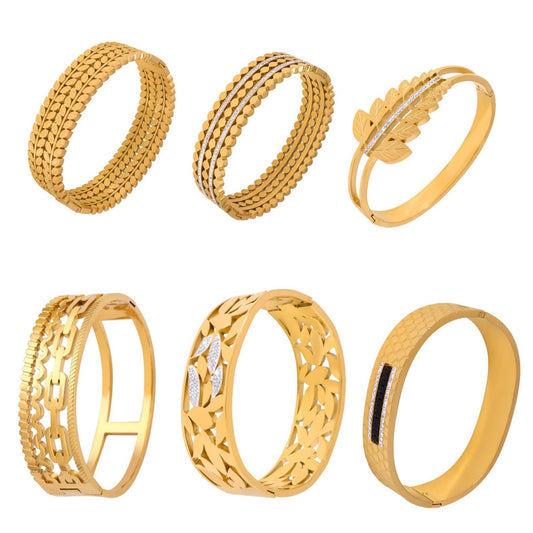 Retro Personalized Leaf Pattern Stainless Steel Bracelet