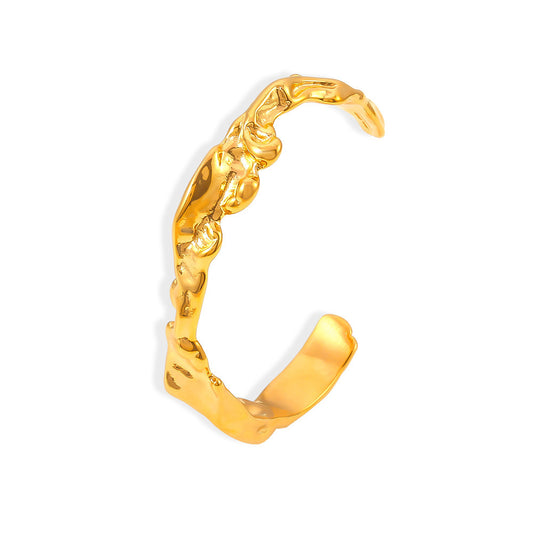 Irregular Hammered Wave Pattern Cuff Bracelet
