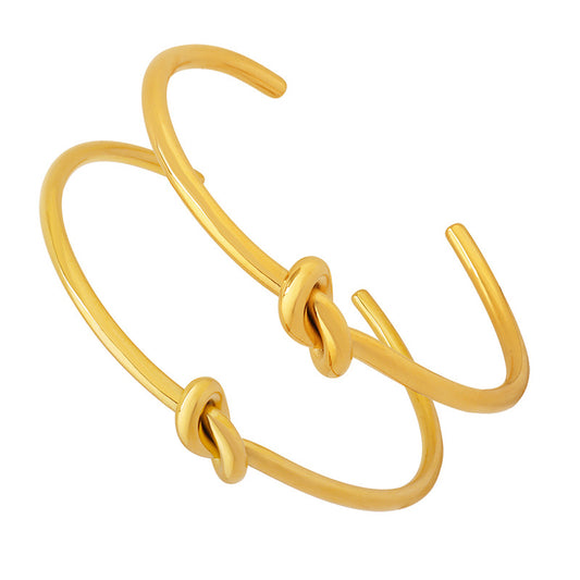 Stainless Steel 18K Gold PVD Knotted Cuff Bracelet