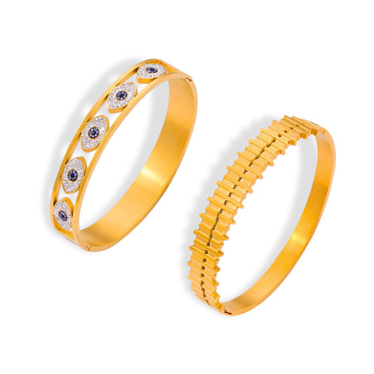 Stainless Steel Demon Eye Pattern Bangle Bracelet