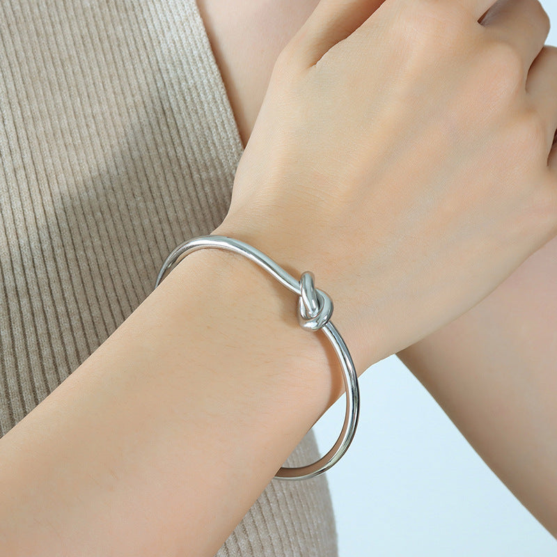 Stainless Steel 18K Gold PVD Knotted Cuff Bracelet