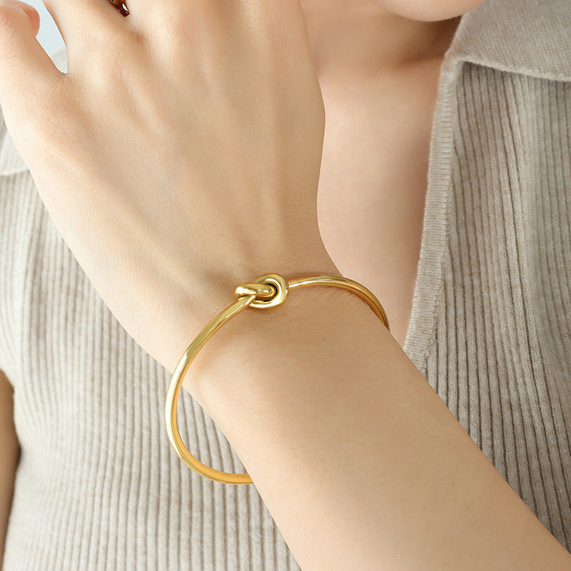 Stainless Steel 18K Gold PVD Knotted Cuff Bracelet