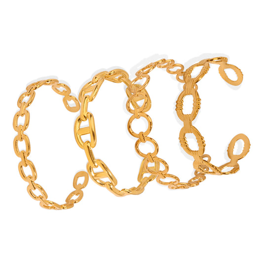 Irregular Geometric Hollow Stainless Steel Cuff Bracelet