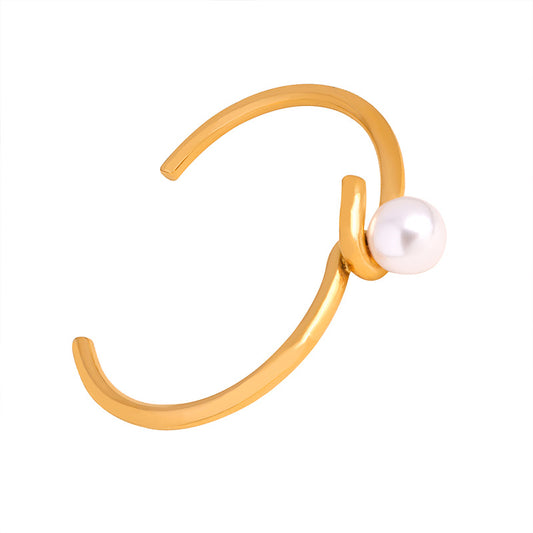 Imitation Pearl Simple Stainless Steel Cuff Bracelet