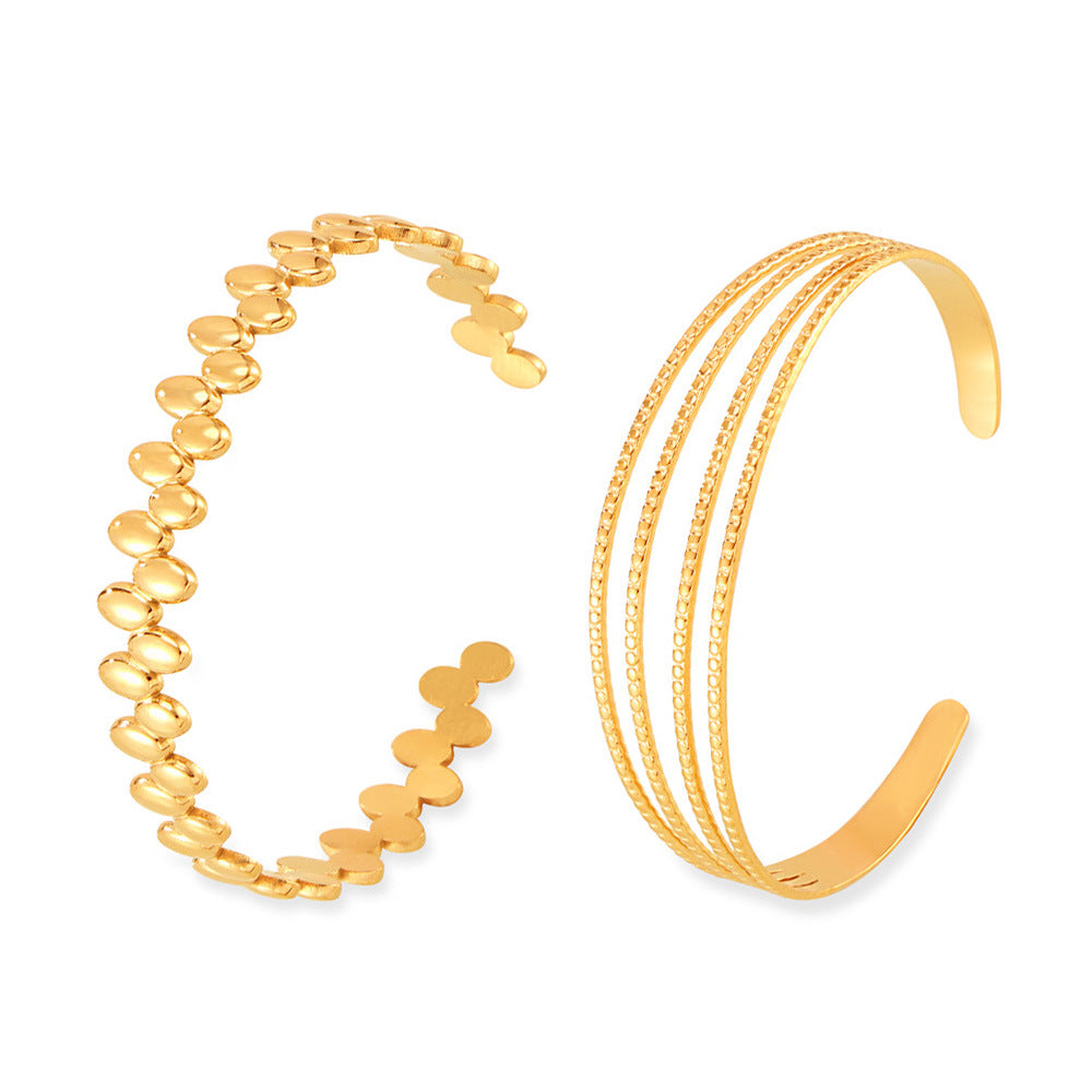 Stainless Steel Round Bead Stitching Multi-layer Bracelet