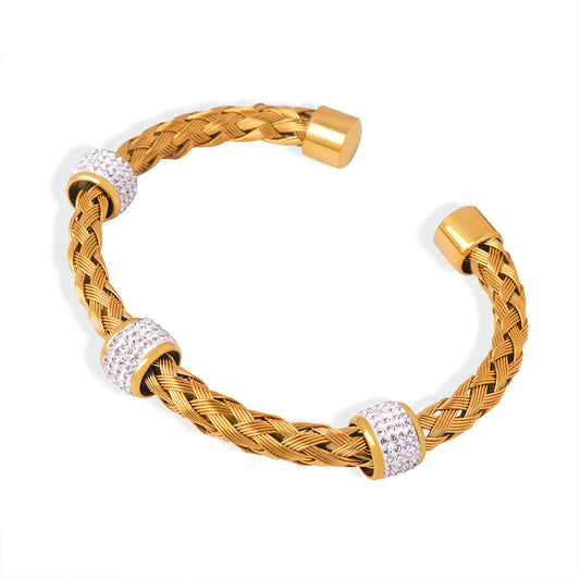 Stainless Steel Braided Hollow Cuff Bracelet