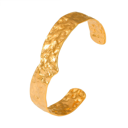 Stainless Steel Hammered Heart Shaped Cuff Bracelet