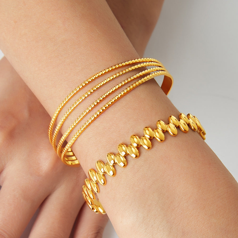 Stainless Steel Round Bead Stitching Multi-layer Bracelet