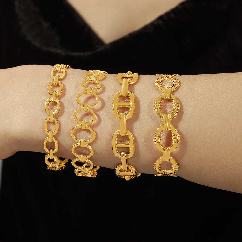 Irregular Geometric Hollow Stainless Steel Cuff Bracelet