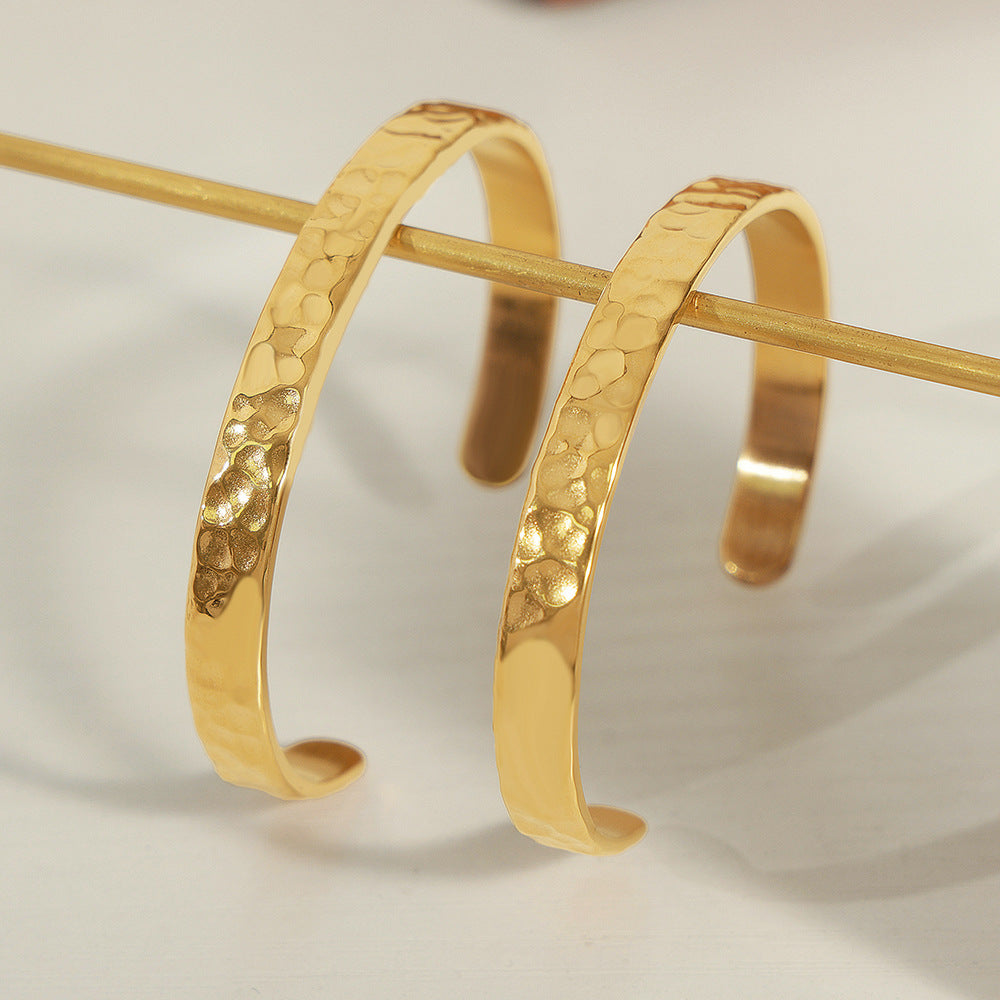 Stainless Steel Regular Concave and Convex Surface Cuff Bracelet