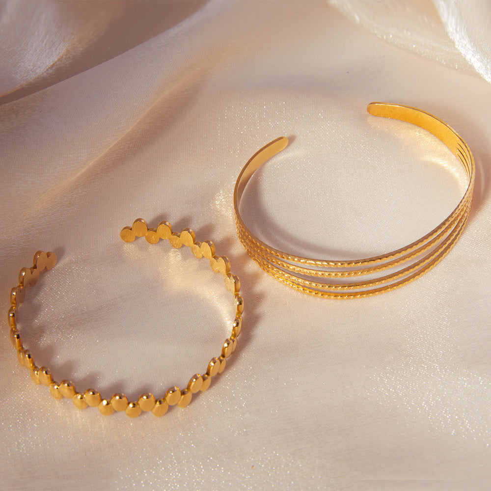 Stainless Steel Round Bead Stitching Multi-layer Bracelet