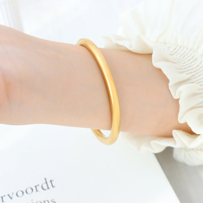 Minimalist Polished Stainless Steel Cuff Bracelet