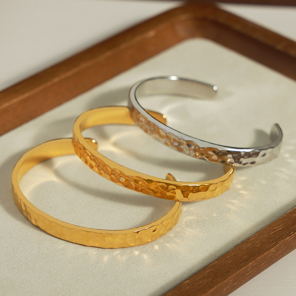 Stainless Steel Regular Concave and Convex Surface Cuff Bracelet