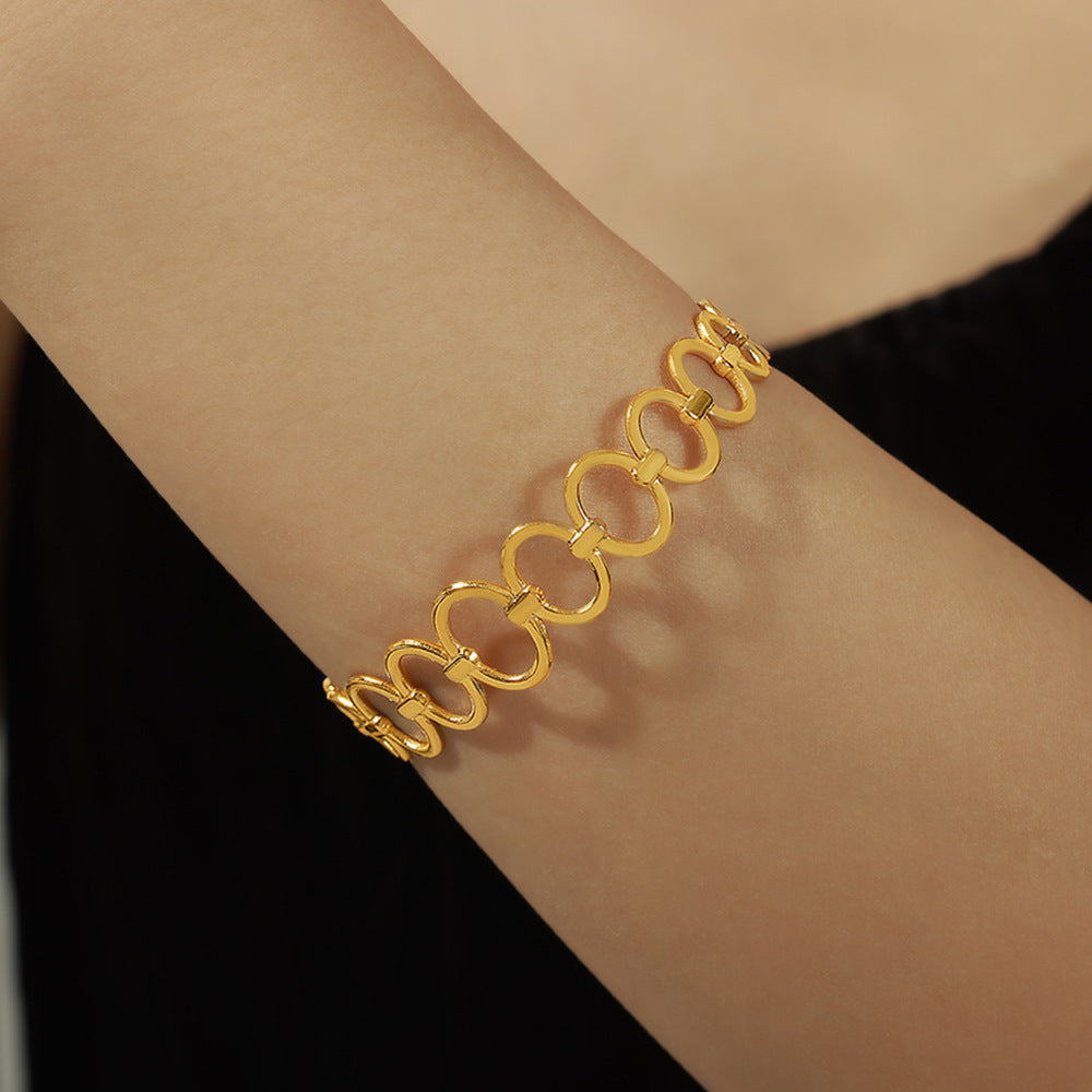 Irregular Geometric Hollow Stainless Steel Cuff Bracelet