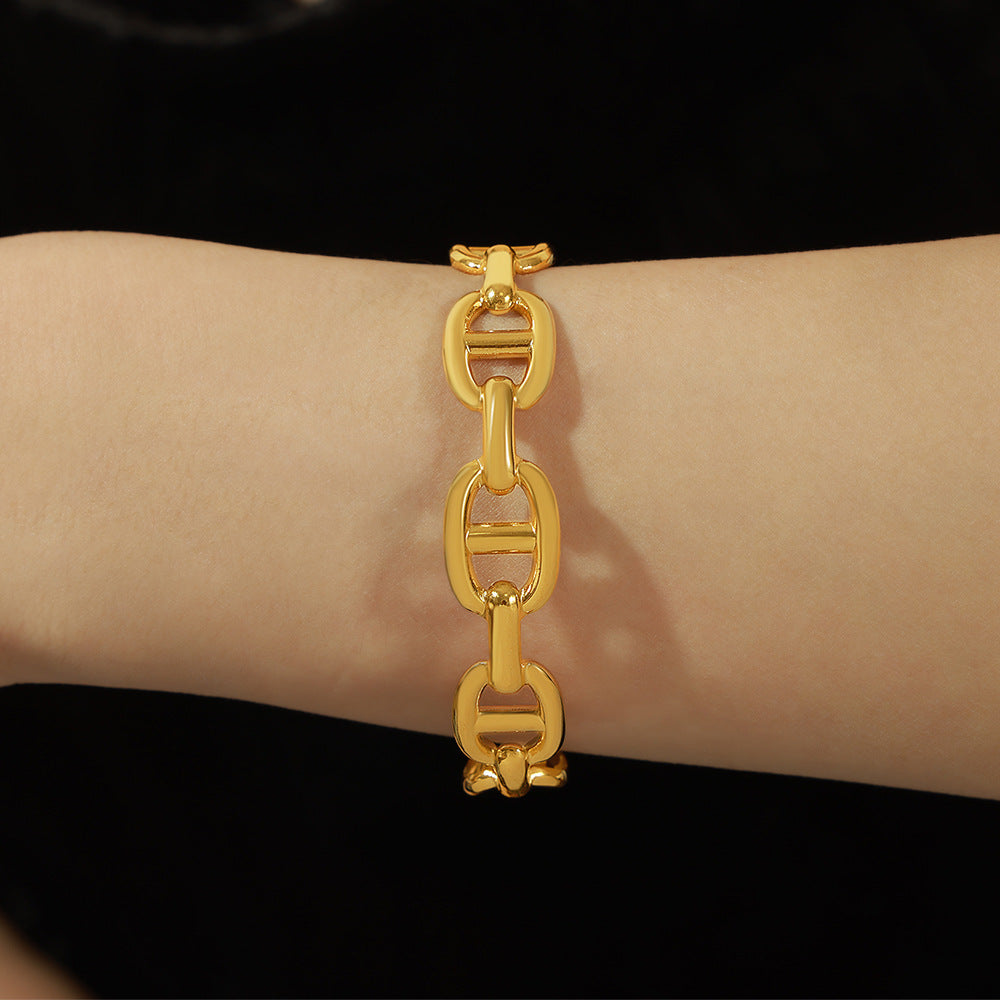 Irregular Geometric Hollow Stainless Steel Cuff Bracelet