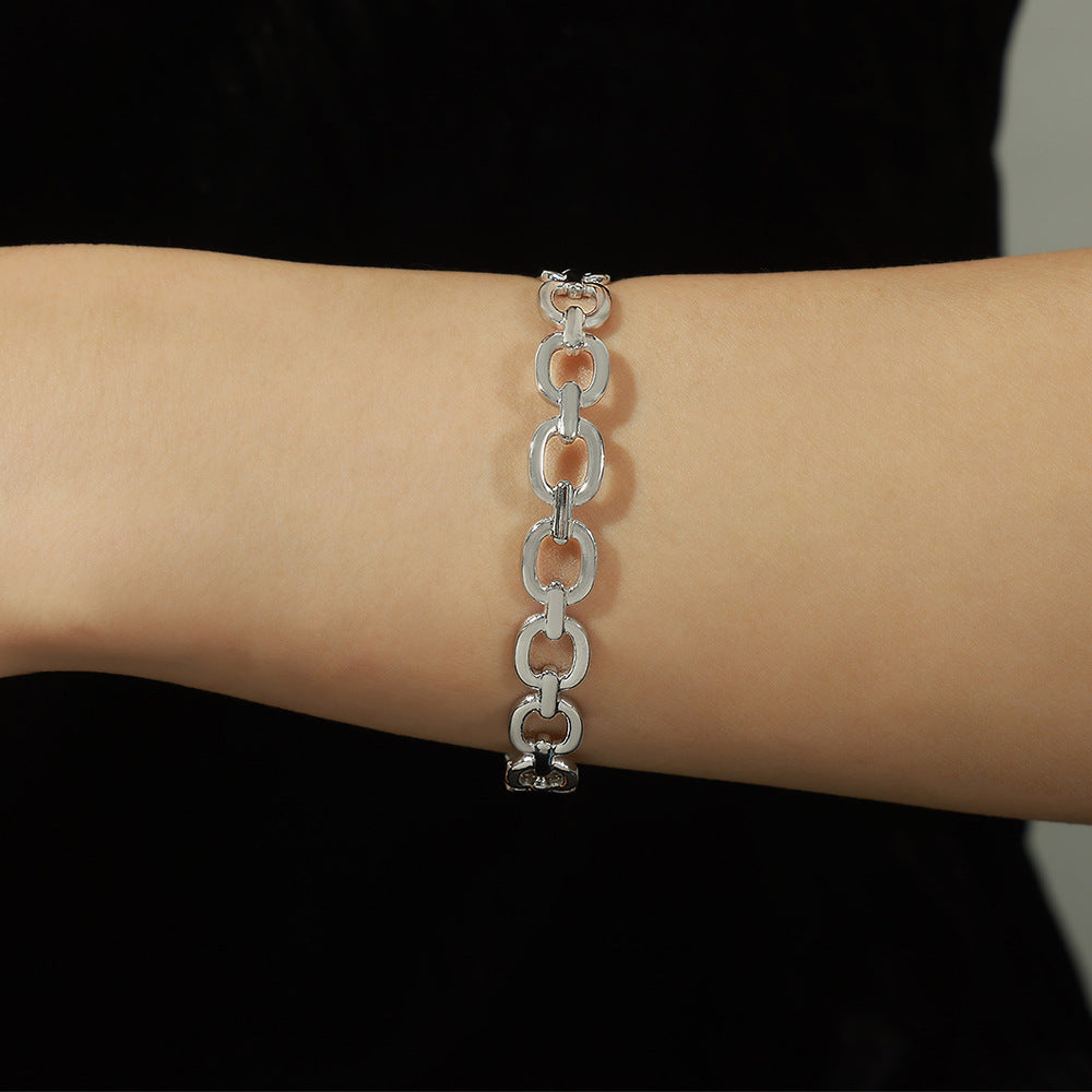Irregular Geometric Hollow Stainless Steel Cuff Bracelet