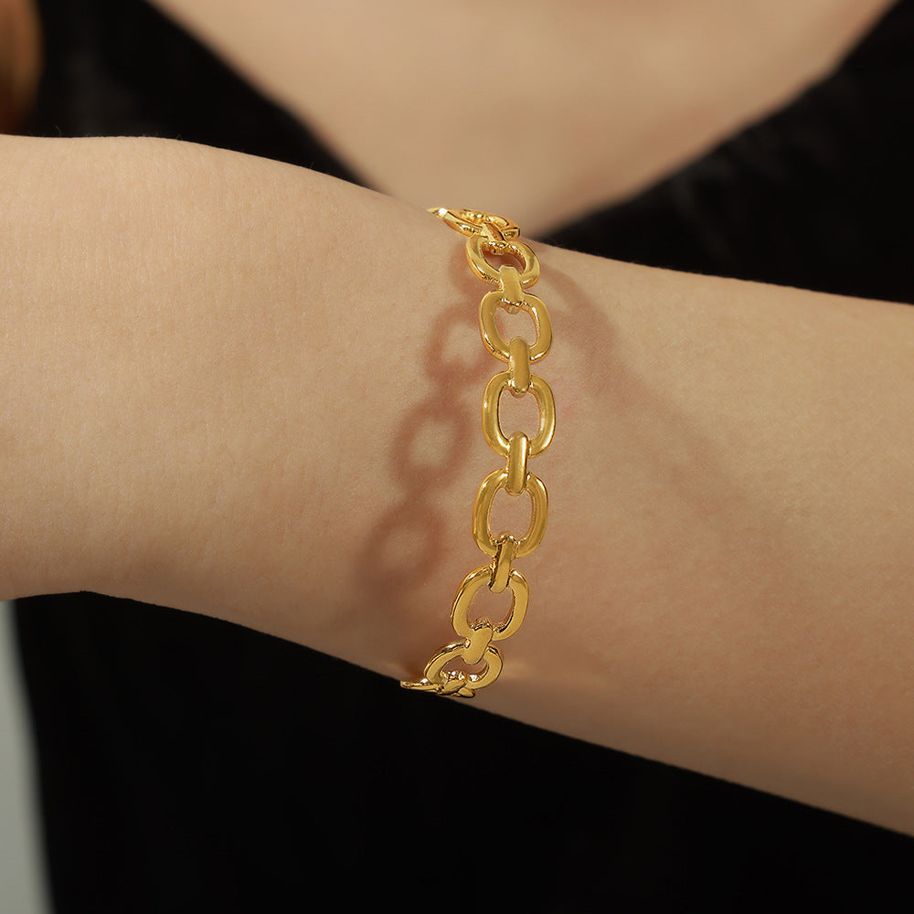 Irregular Geometric Hollow Stainless Steel Cuff Bracelet