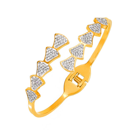 Stainless Steel Skirt Shape Splicing Cuff Bracelet
