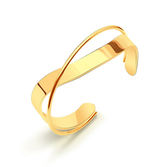 Stainless Steel 18K Gold PVD Simple Polished Double Layer Bracelet