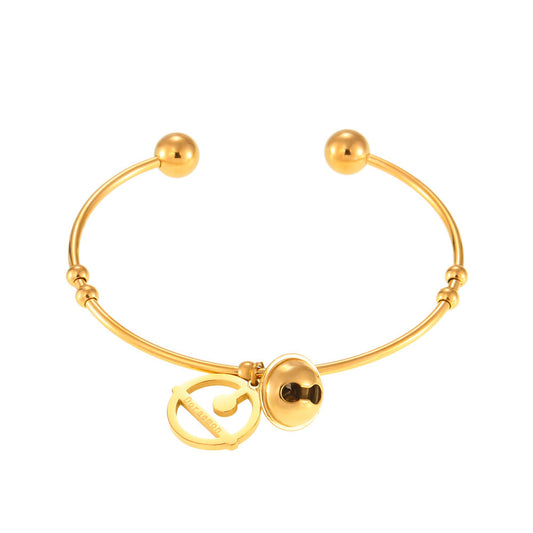 Stainless Steel Doraemon Bell Cuff Bracelet