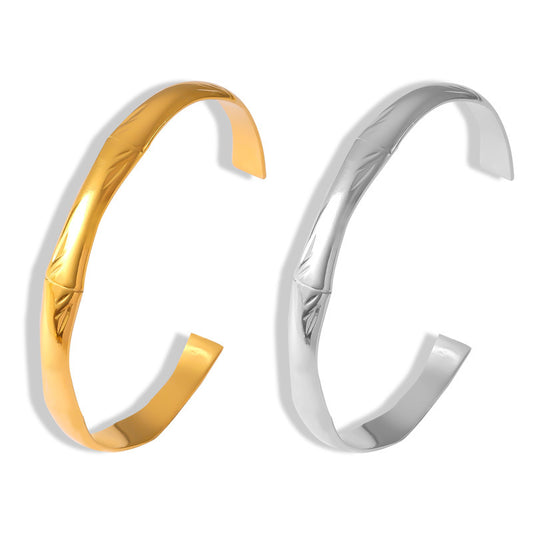 Stainless Steel Bamboo Textured Stitching Bracelet