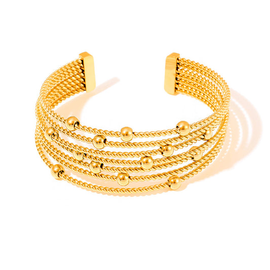 Stainless Steel Multi-layer Bead Cuff Bracelet