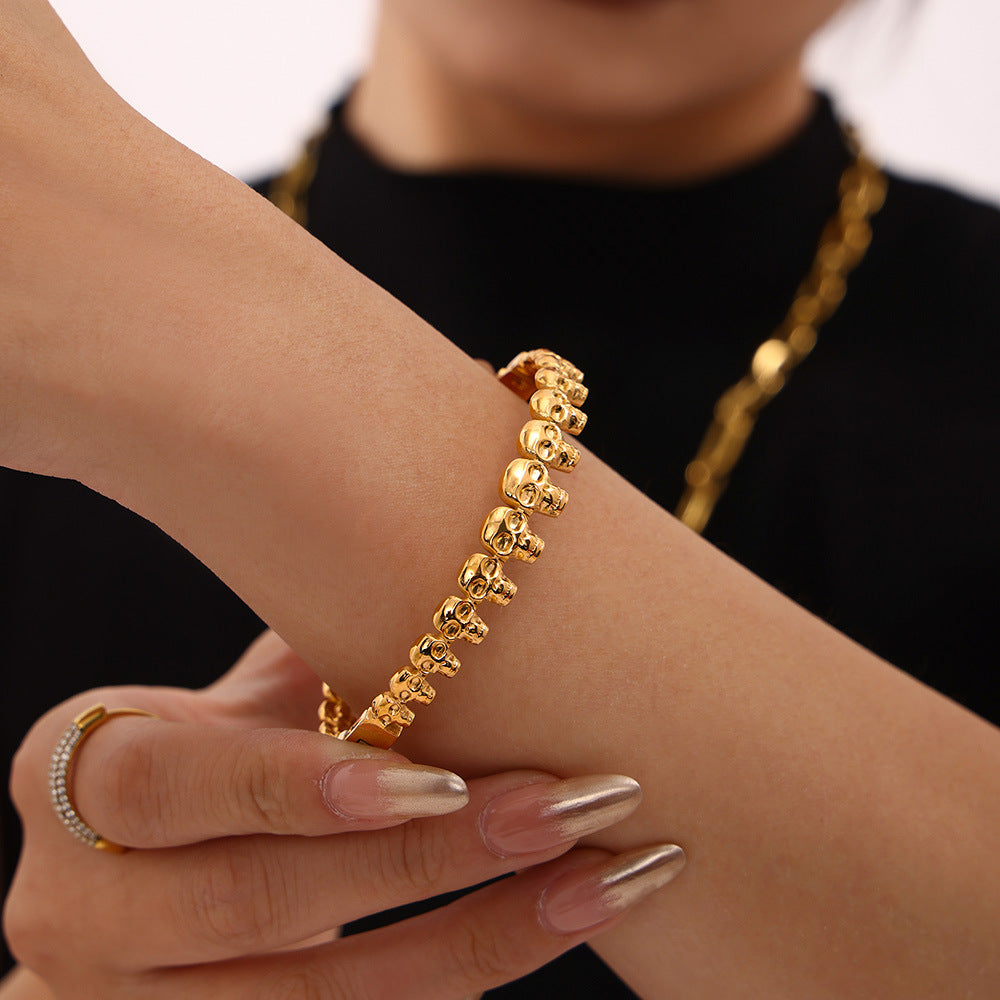 Skull 18K Gold PVD Stainless Steel Bracelet