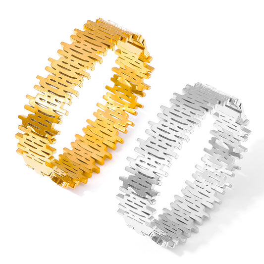 Stainless Steel Creative Vertical Stripes Hollow Stitching Bracelet