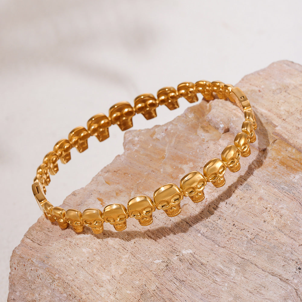 Skull 18K Gold PVD Stainless Steel Bracelet