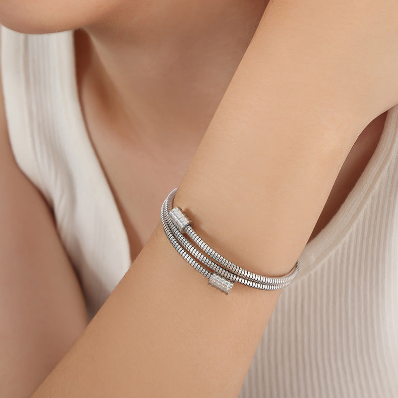 Simple Multi-layer Stainless Steel 18K Gold PVD Bracelet