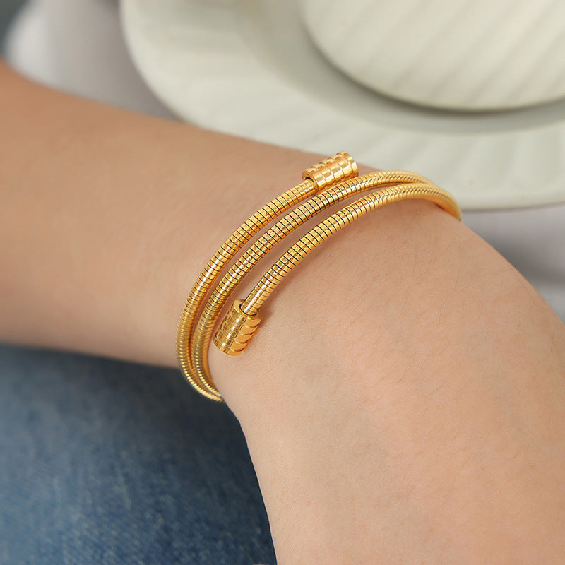 Simple Multi-layer Stainless Steel 18K Gold PVD Bracelet