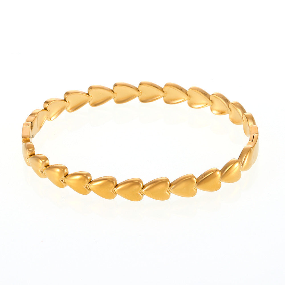 Stainless Steel 18K Gold PVD Heart Shape Bracelet