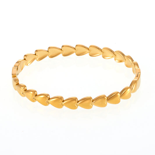 Stainless Steel 18K Gold PVD Heart Shape Bracelet
