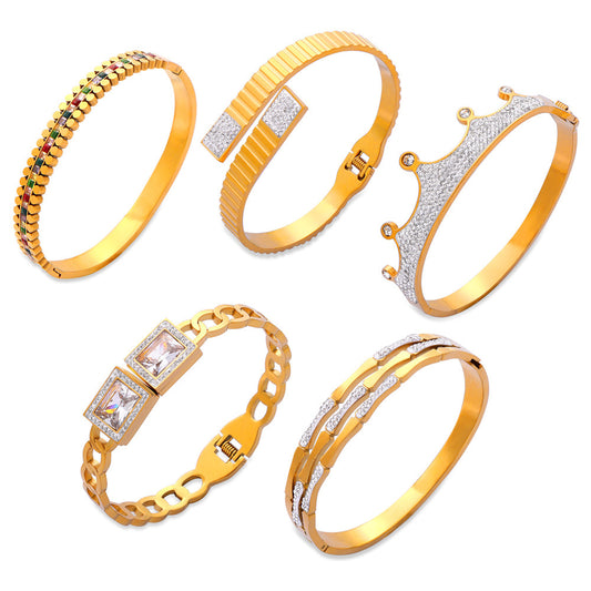 British Style Retro 18K Gold PVD Stainless Steel Bracelet