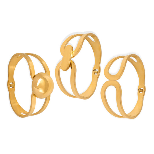 Polished Hollow Stainless Steel Simple Bracelet