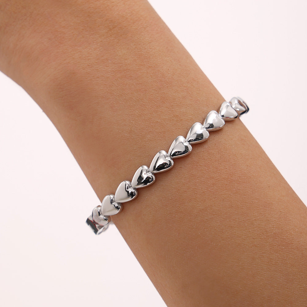 Stainless Steel 18K Gold PVD Heart Shape Bracelet